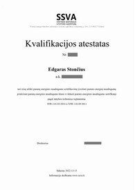 Sertifikatai, pažymėjimai ir kt.