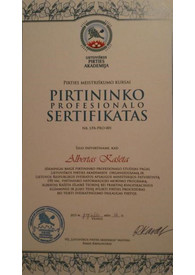 Sertifikatai, pažymėjimai ir kt.