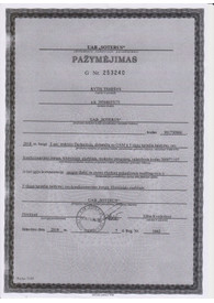 Sertifikatai, pažymėjimai ir kt.