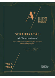 Sertifikatai, pažymėjimai ir kt.