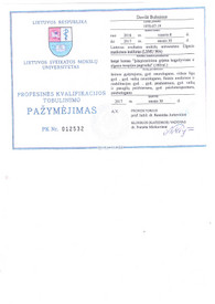 Sertifikatai, pažymėjimai ir kt.
