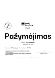 Sertifikatai, pažymėjimai ir kt.