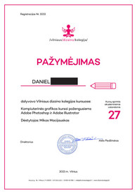 Sertifikatai, pažymėjimai ir kt.