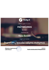 Sertifikatai, pažymėjimai ir kt.
