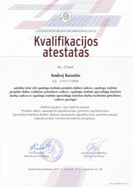Sertifikatai, pažymėjimai ir kt.