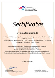 Sertifikatai, pažymėjimai ir kt.
