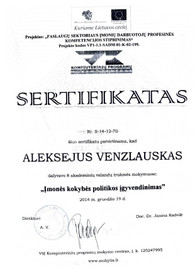 Sertifikatai, pažymėjimai ir kt.