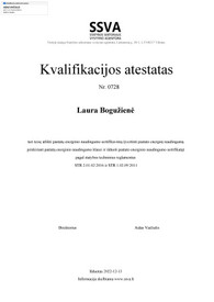 Sertifikatai, pažymėjimai ir kt.