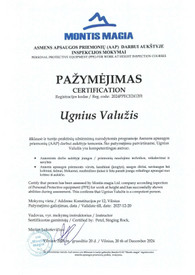 Sertifikatai, pažymėjimai ir kt.