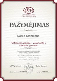 Sertifikatai, pažymėjimai ir kt.