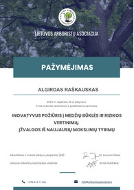Sertifikatai, pažymėjimai ir kt.