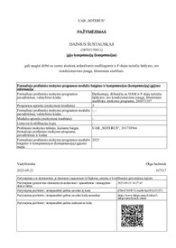 Sertifikatai, pažymėjimai ir kt.