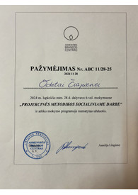 Sertifikatai, pažymėjimai ir kt.