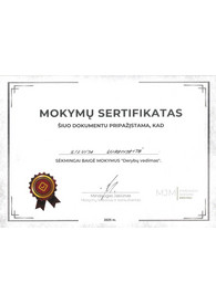 Sertifikatai, pažymėjimai ir kt.