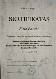 Sertifikatai, pažymėjimai ir kt.