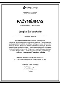Sertifikatai, pažymėjimai ir kt.