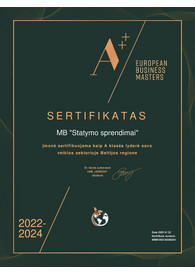 Sertifikatai, pažymėjimai ir kt.