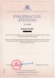 Sertifikatai, pažymėjimai ir kt.