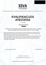 Sertifikatai, pažymėjimai ir kt.