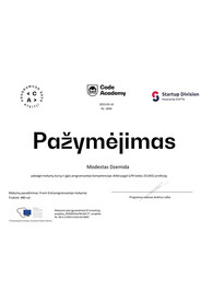 Sertifikatai, pažymėjimai ir kt.