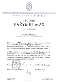 Sertifikatai, pažymėjimai ir kt.