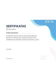 Sertifikatai, pažymėjimai ir kt.