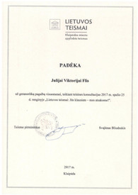 Sertifikatai, pažymėjimai ir kt.