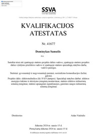 Sertifikatai, pažymėjimai ir kt.
