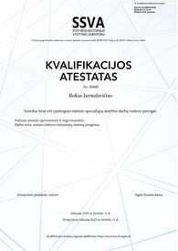 Sertifikatai, pažymėjimai ir kt.