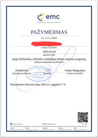 Sertifikatai, pažymėjimai ir kt.