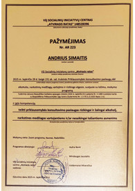 Sertifikatai, pažymėjimai ir kt.