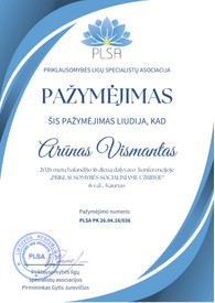 Sertifikatai, pažymėjimai ir kt.