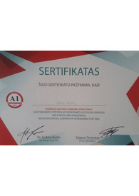 Sertifikatai, pažymėjimai ir kt.