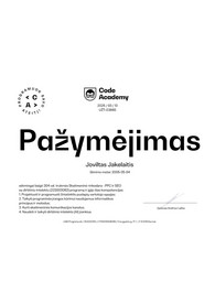 Sertifikatai, pažymėjimai ir kt.