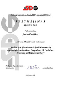 Sertifikatai, pažymėjimai ir kt.