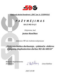 Sertifikatai, pažymėjimai ir kt.