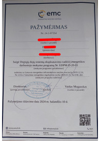 Sertifikatai, pažymėjimai ir kt.