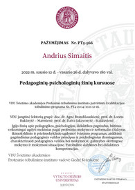 Sertifikatai, pažymėjimai ir kt.