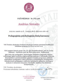 Sertifikatai, pažymėjimai ir kt.