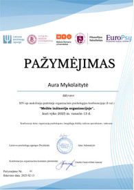 Sertifikatai, pažymėjimai ir kt.