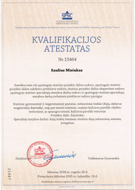 Sertifikatai, pažymėjimai ir kt.