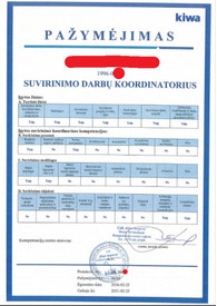 Sertifikatai, pažymėjimai ir kt.