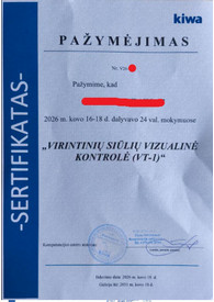 Sertifikatai, pažymėjimai ir kt.