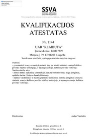 Sertifikatai, pažymėjimai ir kt.