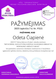 Sertifikatai, pažymėjimai ir kt.
