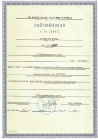 Sertifikatai, pažymėjimai ir kt.