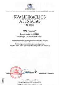 Sertifikatai, pažymėjimai ir kt.