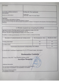 Sertifikatai, pažymėjimai ir kt.