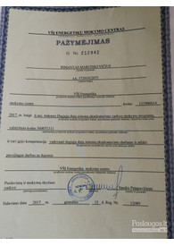 Sertifikatai, pažymėjimai ir kt.