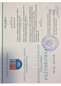 Sertifikatai, pažymėjimai ir kt.